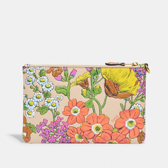 🌸 Coach Small Wristlet With Floral Print Polished pebble leather - Picture 3 of 12